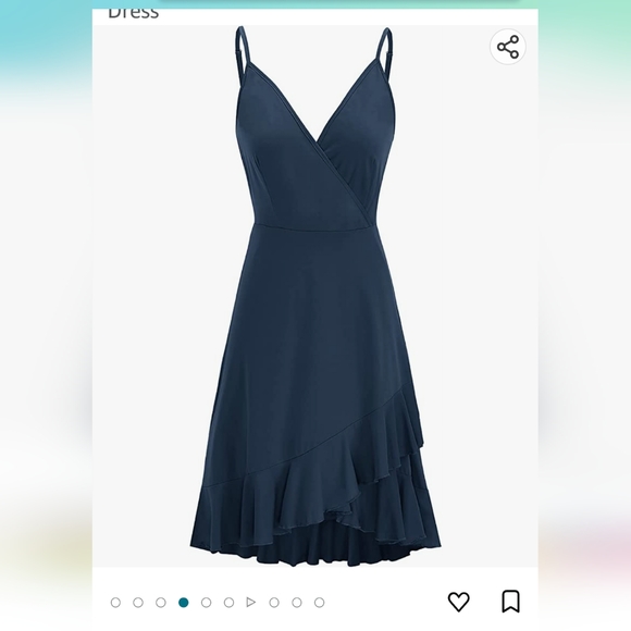 Ultranice summer casual wrap v neck ruffle bottom dress. - Picture 2 of 9